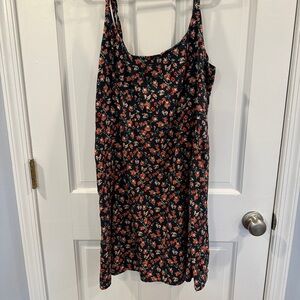 Floral Black and Red Dress
